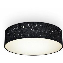 B.k.licht - plafonnier tissu noir avec décor étoile, éclairage plafond chambre, salon, salle à