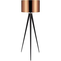Lampadaire trépied lampe de salon sur pied noir abat-jour cuivré Romanza Teamson Home VN-L00005-EU