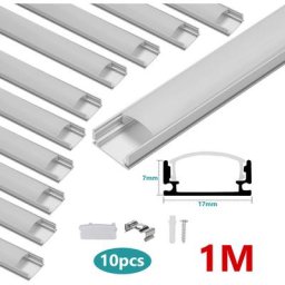 10x1M Profilé Aluminium led Angle Anodisé Diffuseur laiteux pour Ruban Bande led Couvercle Blanc