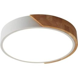Plafonnier led 24W Blanc 3000K 2400LM, Plafonniers Led Modernes Ronds en Bois Intérieur Ø30cm pour