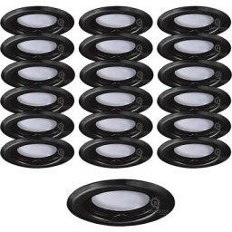 Lampesecoenergie - Lot de 20 Spots Encastrables Fixe Noir Mat avec GU10 led 5W eqv. 50W Blanc Chaud