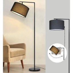 Lampadaire salon noir lampadaire lampadaire tissu design décoration moderne lampe de lecture