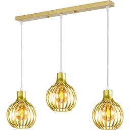 3 Lumières Lustre Suspension Industriel Rétro Lampes Design Cage en Métal avec Support de Barre