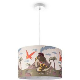 Suspension Chambre Enfant Plafonnier Abat-Jour Tissu Rond Jungle Lampe à suspension - Blanc, Design