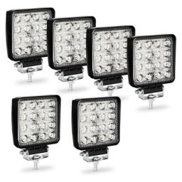 6X 48W Projecteur Phare de Travail 12V 24V led Carré led Moto Spot Feux Additionnels Offroad Lampe