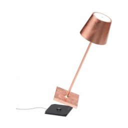 Zafferano - Lampe de table led Poldina Pro Foglia Cuivre rechargeable et dimmable