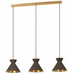 Eglo - Lampe suspendue Nastasia Textile Cappuccino, laiton E27 3x40w l: 100cm b: 24 cm h: 110 cm