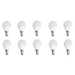 Lot De 10 Ampoules LED Spherique (G45) 6W E14 - 490 LUMENS - Blanc Brillant Neutre 4200K - Opaque