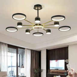 Ganeed - Chandelier led avec télécommande, plafonnier moderne dimmable 50W, 10 lampes noires et
