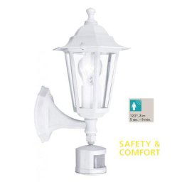 Laterna-applique D'extérieur Avec Détecteur Métal & Verre H36cm Blanc Eglo