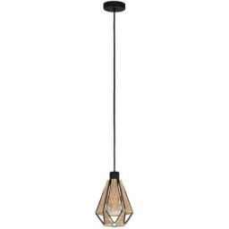 Lampe suspendue adiclle en acier noir, nature textile e27 1x40w l: 17cm b: 14,5 cm h: 110 cm