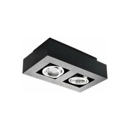 Plafonnier saillie rectangulaire pour 2 ampoules GU10 Noir