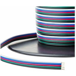 Câble led rgbw à 5 fils 0,33mm² fil électrique lampe lumière ruban cuisine maison, 5 mètres