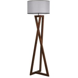 Lampadaire Ciol H166cm Bois foncé et Tissu Gris - Gris