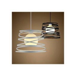 Blanc Lustre Suspension Industrielle Cage Fer forme Ressort 30CM Luminaire E27 pour Décor