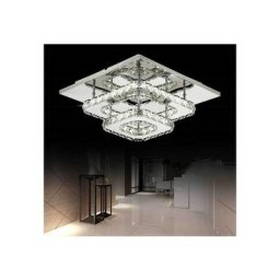 Plafonnier en Cristal 30CM Miroir Acier Inoxydable Moderne led Double-pont Luminaire Lustre