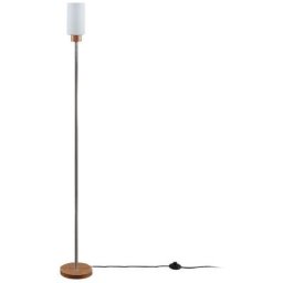 Lampadaire Bois 'Nicus' en bois pour salon & salle à manger - chêne clair, blanc opale