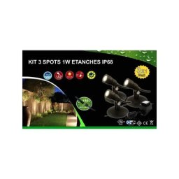 Kit 3 spots led 1W étanches IP68