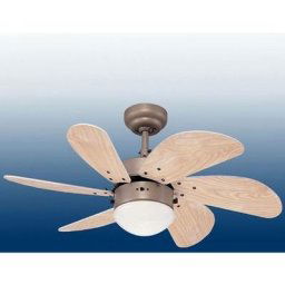 Ventilateur de plafond avec lampe 'Turbo' en bois - titane, érable, blanc