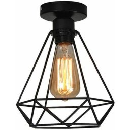 Plafonnier Industrielle en Métal Noir Cage Fer diy Lustre pour Salon Chambre Café Bar Restaurent