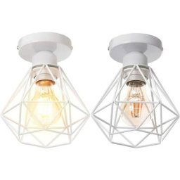 Lot de 2 Plafonnier industrielle vintage design rétro cage en métal fer forge, Suspension luminaire