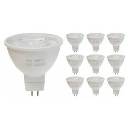 Ampoule led GU5.3 / MR16 12V 8W smd 80° (pack de 10) - Blanc Neutre 4200k - 5500k Silumen