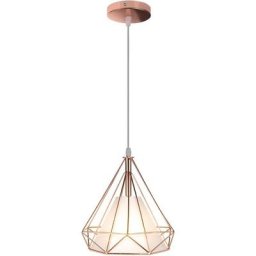 Vintage suspension luminaire industrielle cage forme diamant 25cm E27 rétro lustre abat jours corde
