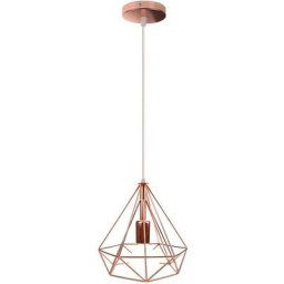 Lustre Suspension Cage en Fer forme Diamant 25CM, Lampe Suspendue Vintage E27 Eclairage pour Décor