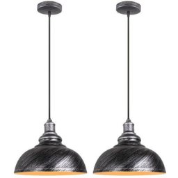 Lot de 2 Lustre Suspension Industriel Vintages Abat-jour Ø29cm E27 Luminaire en Fer Métal Câble