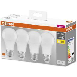 4x Osram Ampoule led Base Classic a, sous forme de piston avec prise E27, non grasable, remplace 60