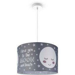 Plafonnier Chambre Enfant Suspension Bébé Abat-Jour Tissu Rond Étoiles Lampe à suspension - Blanc,