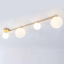 Plafonnier Métal et Verre Amatler 4 Spots Blanc - Blanc