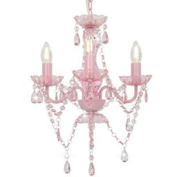 Hommoo - Lustre avec perles Rose Rond 3 x E14