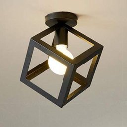 STOEX Plafonnier Industrielle Retro en Métal Cube Fer Noir, Suspension luminaire pour Salon Chambre