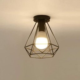 Plafonnier Industrielle Retro en Métal Cube Fer Noir, Suspension luminaire pour Salon Chambre Café