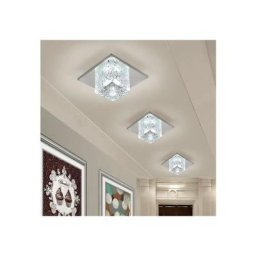 Stoex - 1PCS Blanc Plafonnier Cristal Cube 5W 18cm Lampe de Plafond en acier inoxydable Lustre