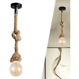 Lustre suspension en corde de chanvre E27 douilles style industriel rétro pour salon salle à manger
