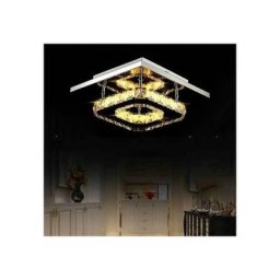 Moderne led Plafonnier Cristal Miroir Acier Inoxydable Luminaire Lustre Eclairage 12W Blanc chaud
