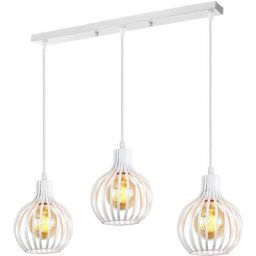 3 Lumières Lustre Suspension Industriel Rétro Lampes Design Cage en Métal avec Support de Barre