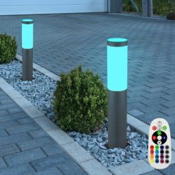 Lot de 2 lampadaires d'extérieur led rgb dimmable jardin terrasse remote control lampadaire inox
