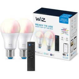 Kit de Démarrage 2 ampoules led E27 connectées Wi-Fi couleur équivalent 60W, 806 lumen +