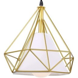 Suspension industrielle rétro luminaire lustre abat-jour filaire lampe cage forme diamant doré pour