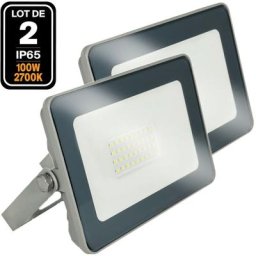 2 Projecteurs led 100W Proline Blanc Chaud 3000K Haute Luminosité - Blanc chaud 3000K