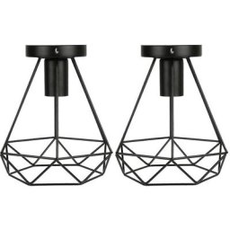 Dyhf - Plafonnier Retro en Métal Cube Fer Industrielle Noir luminaire pour Salon Chambre Café Bar