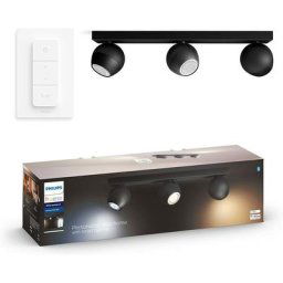 Hue White Ambiance buckram Spot barre tube 3x5.5W, compatible Bluetooth - Noir (Télécommande