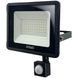 Arum Lighting - Projecteur led 50W Noir détecteur de mouvement IP65 Température de Couleur: Blanc