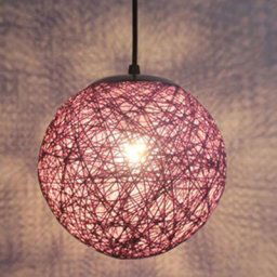 Stoex - Violet Rétro Suspension Luminaire en Rotin Globe Rond 15cm , Lustre Abat-jour diy Lampe