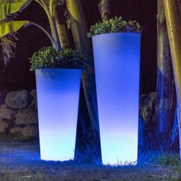 Pot lumineux haut 80 solaire+batterie rechargeable led rgb avec télécommande ø29x79cm - Moovere