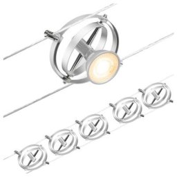 Système de corde Set Cardan Chrome Matt 5 taches sans ampoules max. 10W gu5,3 dc 60va