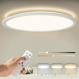 Plafonnier Led Dimmable Avec Télécommande, Plafonnier Panneau Rond 24W 2400LM IP44 2.5cm Ultra Fin,